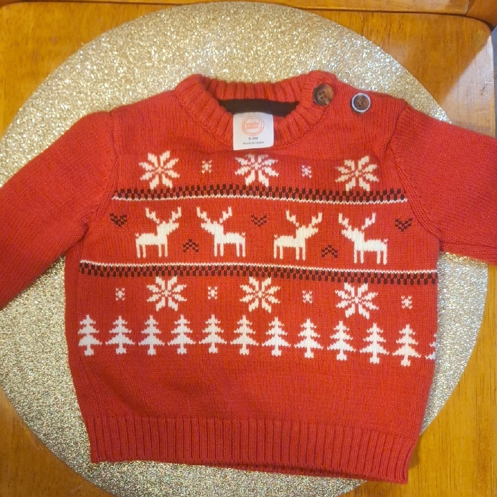 Wonder Nation Festive Red Sweater with Reindeer